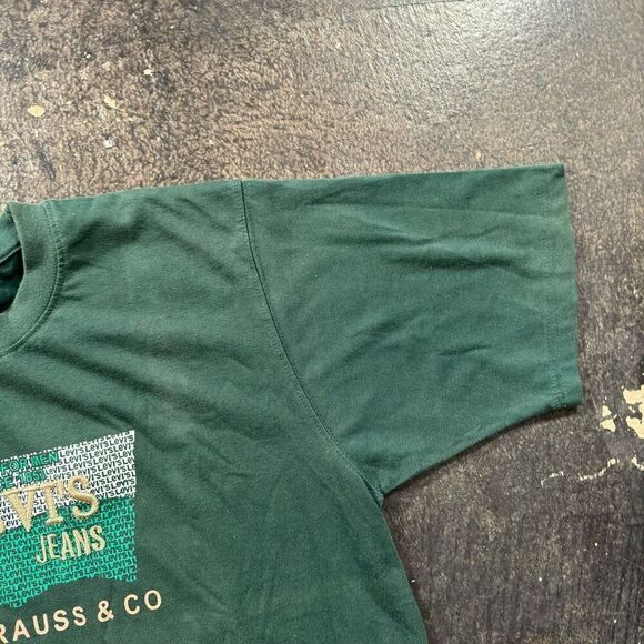 Vtg Levi’s Red Tab Green Short Sleeve T-Shirt Embroidered Logo Mens 2XL Read Bio - Picture 3 of 16
